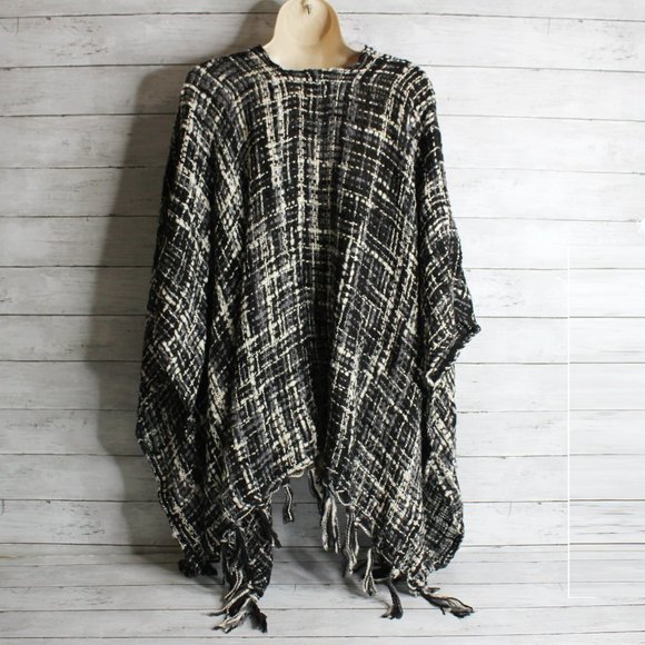 Apt. 9 Women's Sweater Knit Shawl Coat Wrap One Size Gray Black Ivory - Picture 5 of 6